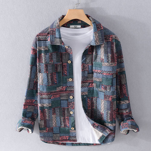 Herren Overshirt im Patchwork-Look mit aufgesetzten Brusttaschen Shop Nory