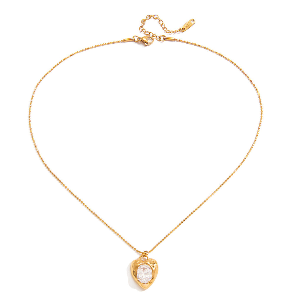 Damen Halskette mit herzförmigem Anhänger und hypoallergener Edelstahlverarbeitung Shop Nory