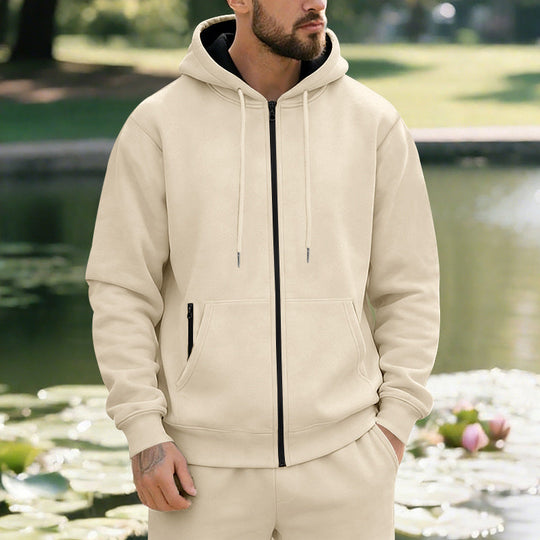 Kapuzenjacke Herren sportlich mit Reißverschluss und Taschen