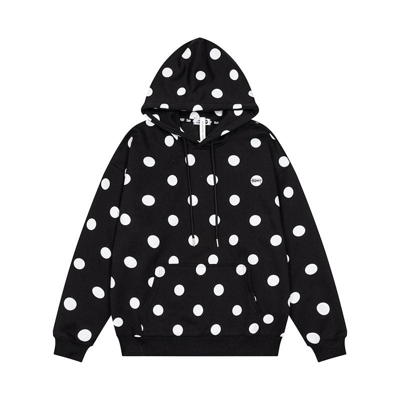 Damen Oversize-Kapuzenpullover mit Polka-Dot-Allover und Kängurutasche Shop Nory