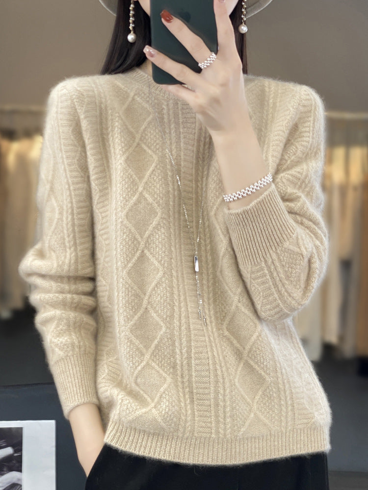 Damen Zopfmuster-Feinstrickpullover mit Ajour-Bahnen und weichem Mohair-Finish Shop Nory