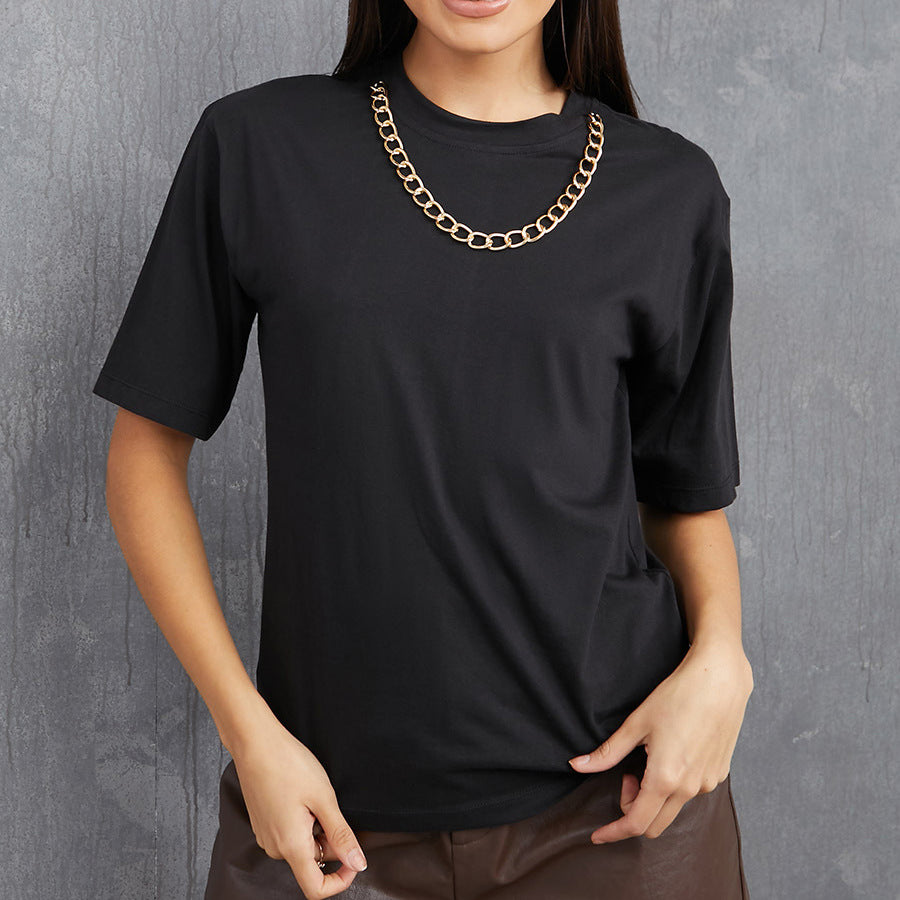 Damen Boxy-T-Shirt aus Jersey mit Rundhalsausschnitt, kurzem Arm und lässigem Oversize-Schnitt Shop Nory