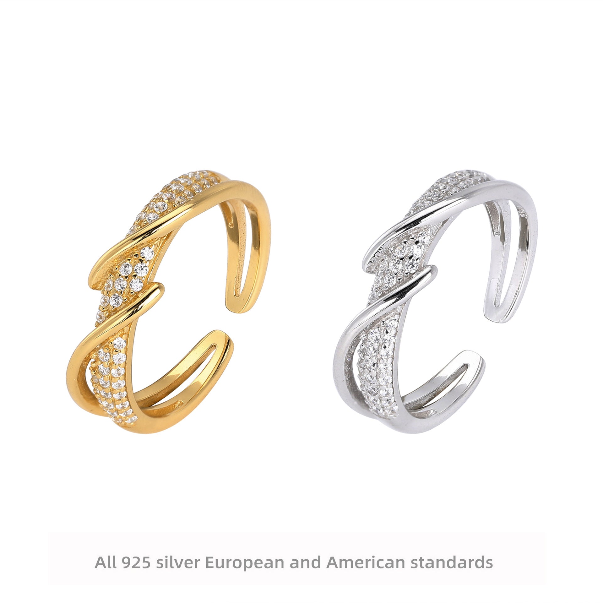 Damen Ring mit geschwungenem Design und funkelndem Zirkonbesatz Shop Nory
