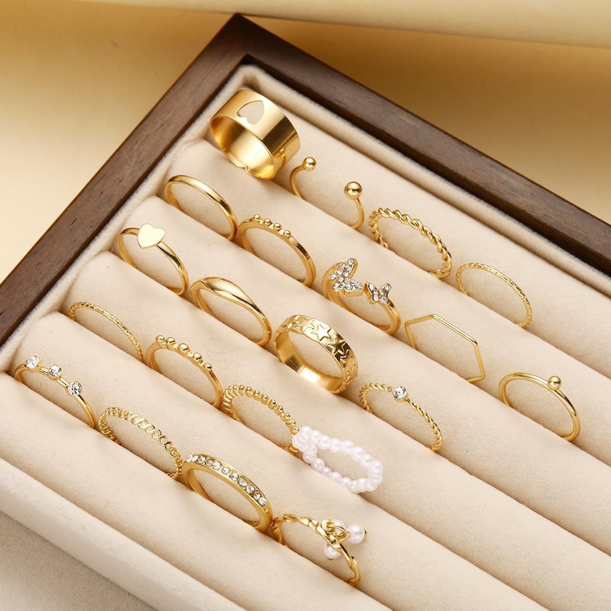 Damen Schmuckring-Set mit funkelnden Zirkonia und filigranem Design Shop Nory