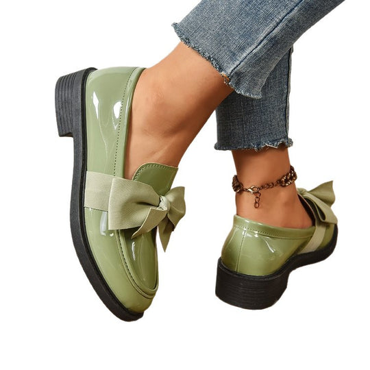 Damen Loafer mit Karo‑Muster und Schleifenapplikation Shop Nory