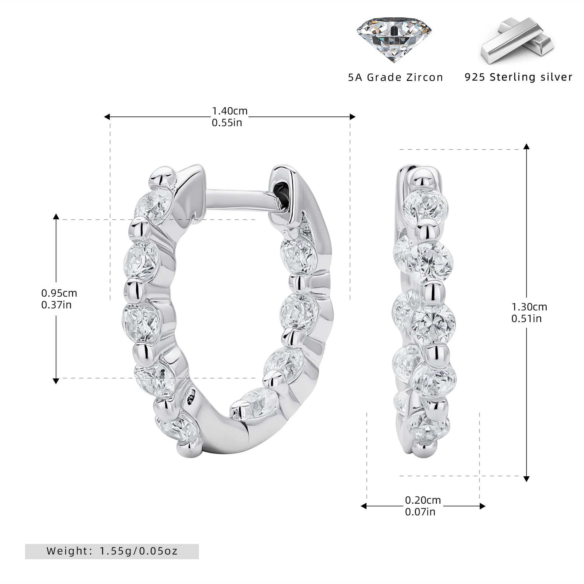 Damen Creolen mit strahlenden Zirkonsteinen aus hochwertigem 925 Sterling Silber Shop Nory