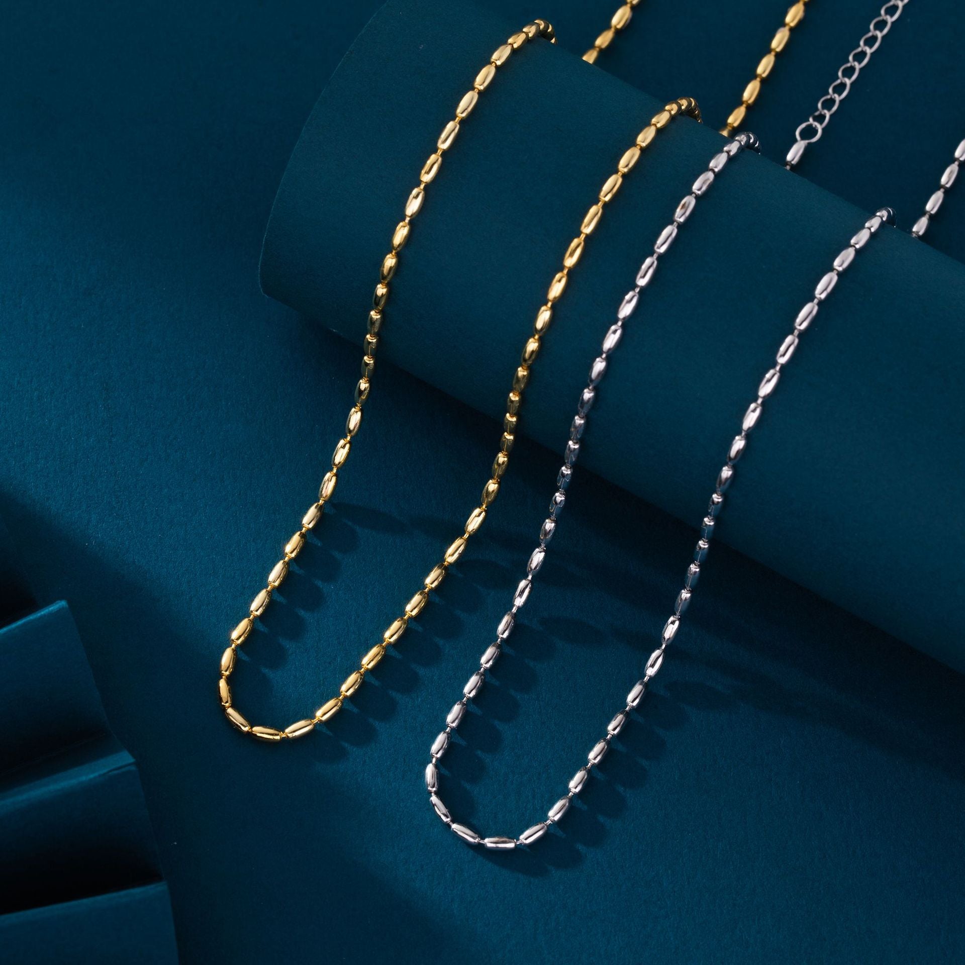 Damen Halskette aus hochwertigem 925 Sterling Silber mit eleganten ovalen Gliederdesign Shop Nory