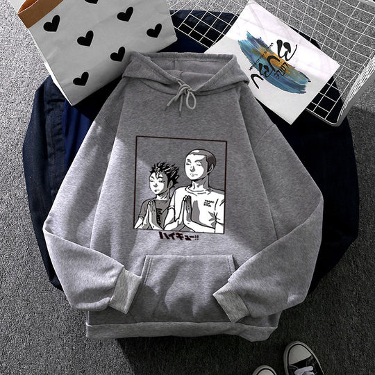 Damen nan weicher Kapuzenpullover mit großflächigem Manga-Panelprint und Kängurutasche Shop Nory