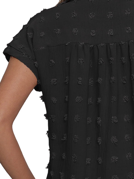 Damen lässige Hemdbluse mit strukturiertem Design und Umlegekragen Shopnory