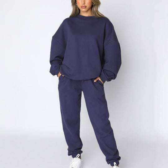 Damen kuscheliges Relax-Sweatshirt- und Jogger-Set aus angerautem Baumwollmix mit Raglanärmeln Shop Nory