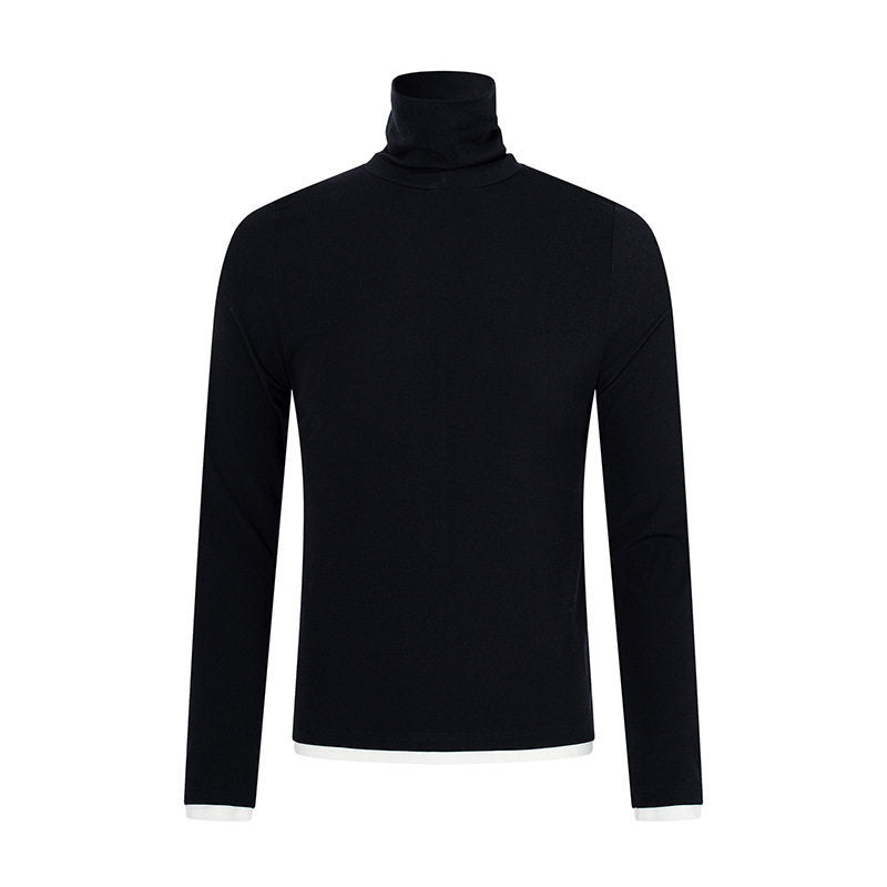 Herren Slim-Fit Rollkragen-Feinstrickshirt mit Melange-Jersey und Stretch Shop Nory