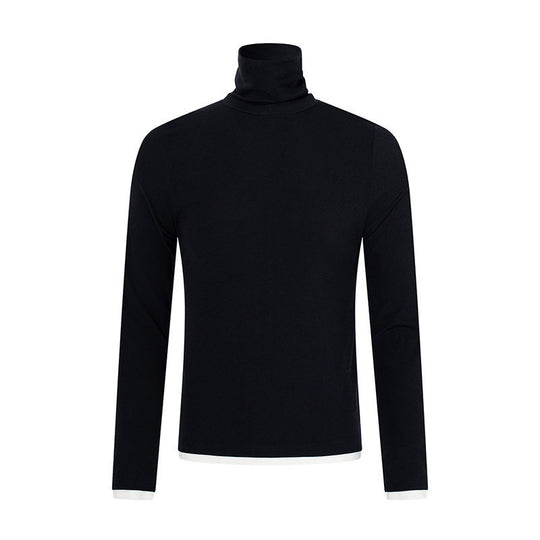 Herren Slim-Fit Rollkragen-Feinstrickshirt mit Melange-Jersey und Stretch Shop Nory