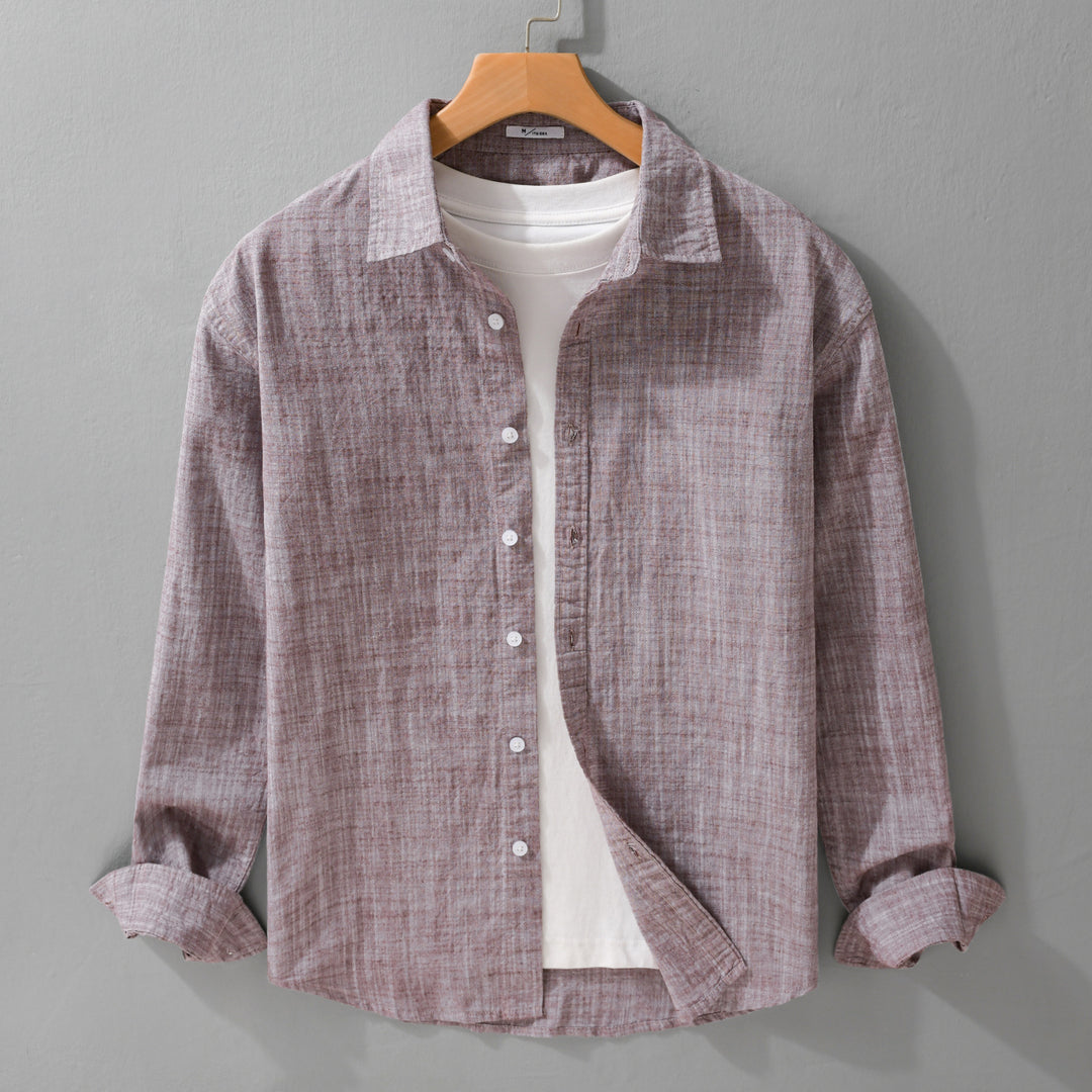 Herren Texturiertes Leinen-Baumwoll-Overshirt im Relaxed-Fit mit Hemdkragen und durchgehender Knopfleiste Shop Nory