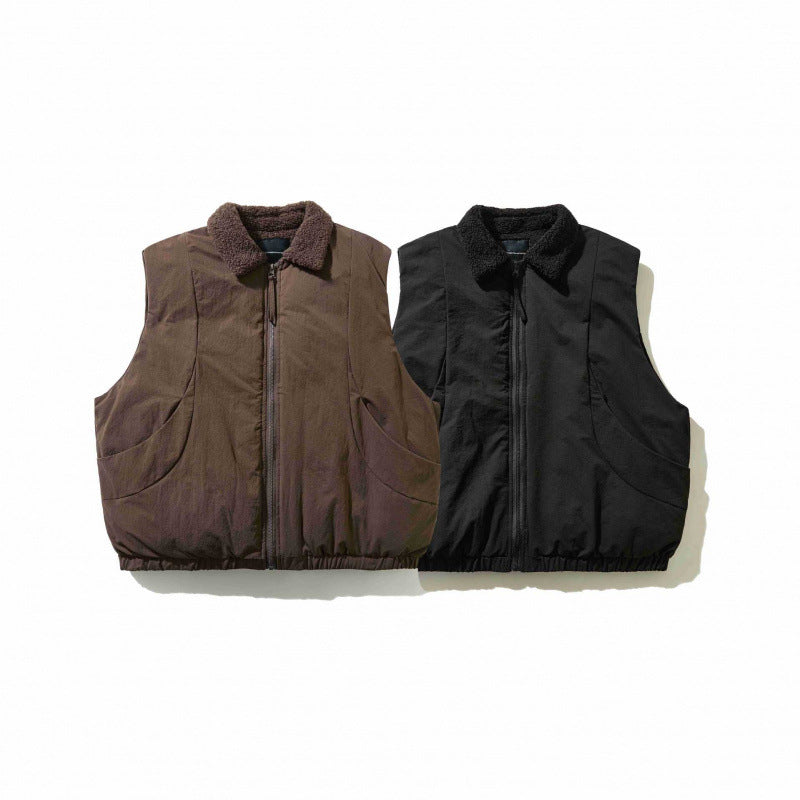 Unisex Gepolsterte Steppweste mit Teddykragen, Reißverschluss und elastischem Saum Shop Nory