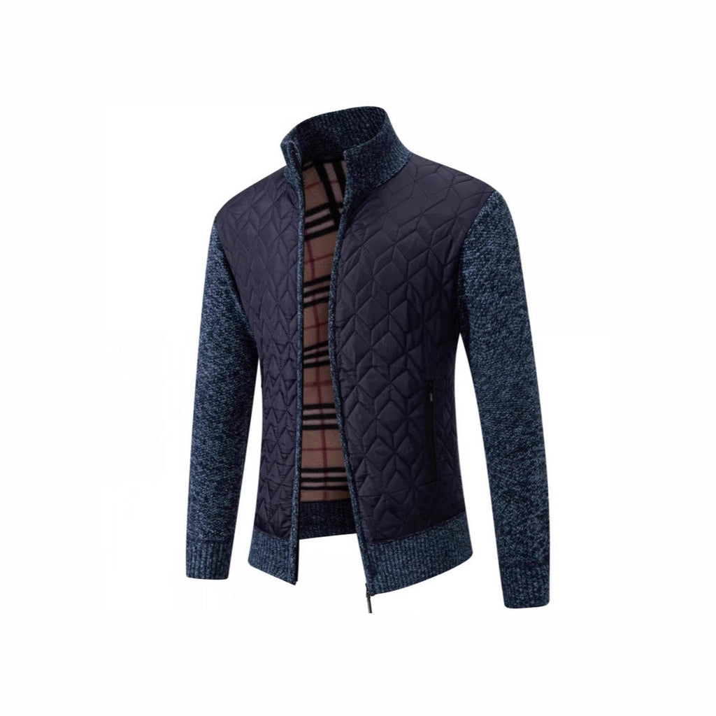 Herren Steppjacke mit hohem Kragen und eleganter Strickästhetik Shopnory