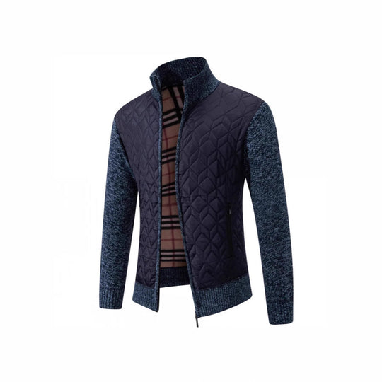 Herren Steppjacke mit hohem Kragen und eleganter Strickästhetik Shopnory