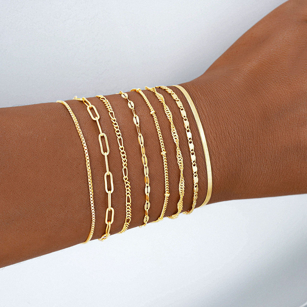 Damen Armreif-Set aus feinem Metall mit eleganten Kettendesigns Shop Nory