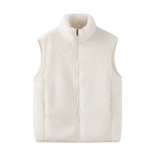 Damen Ärmellose Sherpa-Fleece-Weste mit hohem Stehkragen und Reißverschluss Shop Nory