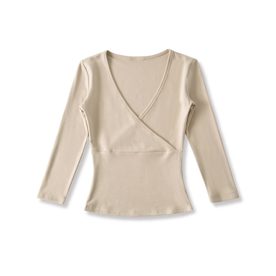 Damen Figurbetontes Wickelshirt aus Stretch‑Jersey mit tiefem V‑Ausschnitt und taillierter Silhouette Shop Nory