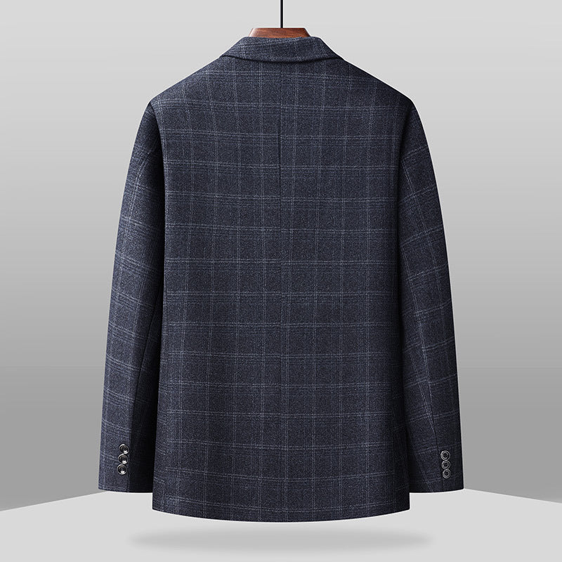 Herren Karierter Business-Blazer aus Wollmix mit leichtem Stretch und aufgesetzten Taschen Shop Nory
