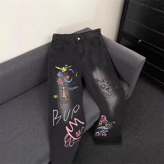 Damen Modische Jeans mit kreativem Grafikdruck Shop Nory