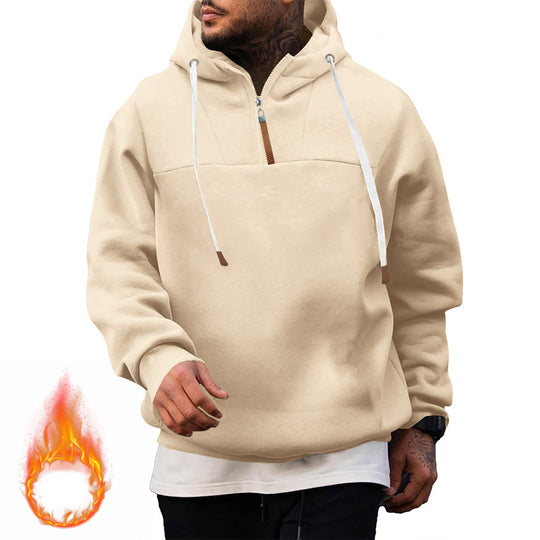 Herren Fleece-Halbzip-Hoodie mit Kapuze, Kordelzug und elastischen Bündchen Shop Nory
