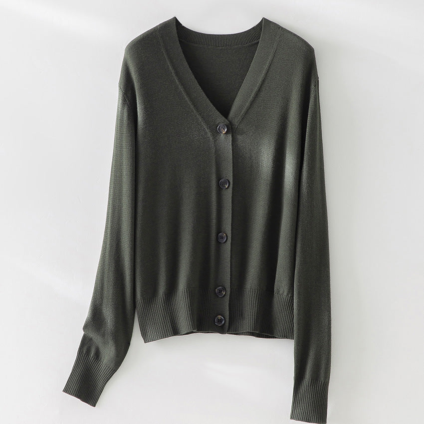 Damen Feiner V-Ausschnitt Cardigan mit Knopfleiste und geripptem Saum Shop Nory