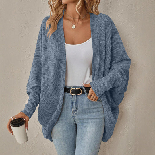 Damen lässiger Strickcardigan mit überschnittenen Schultern und weitem Schnitt