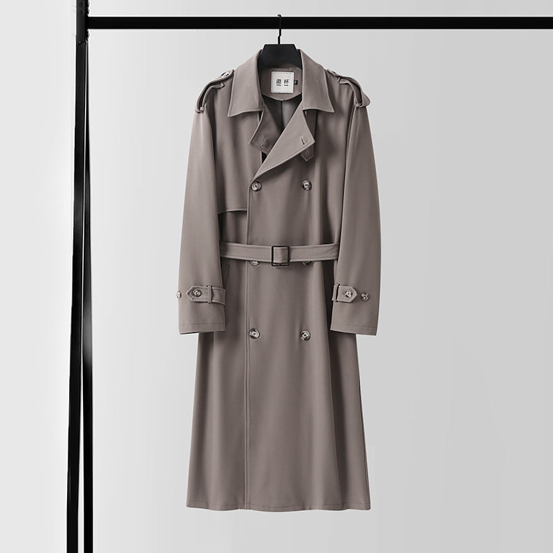 Herren Doppelreihiger Trenchcoat mit abnehmbarem Taillengürtel und Schulterklappen Shop Nory
