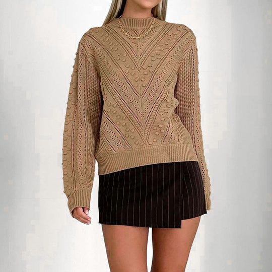 Damen Strukturierter Feinstrick-Pullover mit V‑Struktur und Noppenmuster Shop Nory