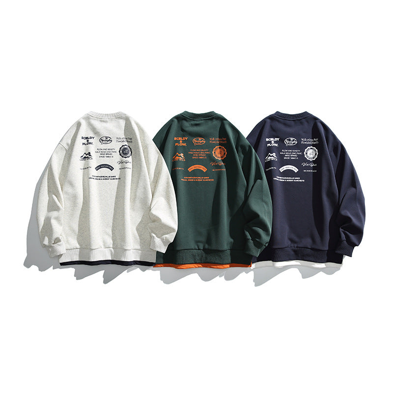 Unisex Oversize-Sweatshirt mit großflächigem Rückenprint, Lagenoptik und gerippten Bündchen Shop Nory