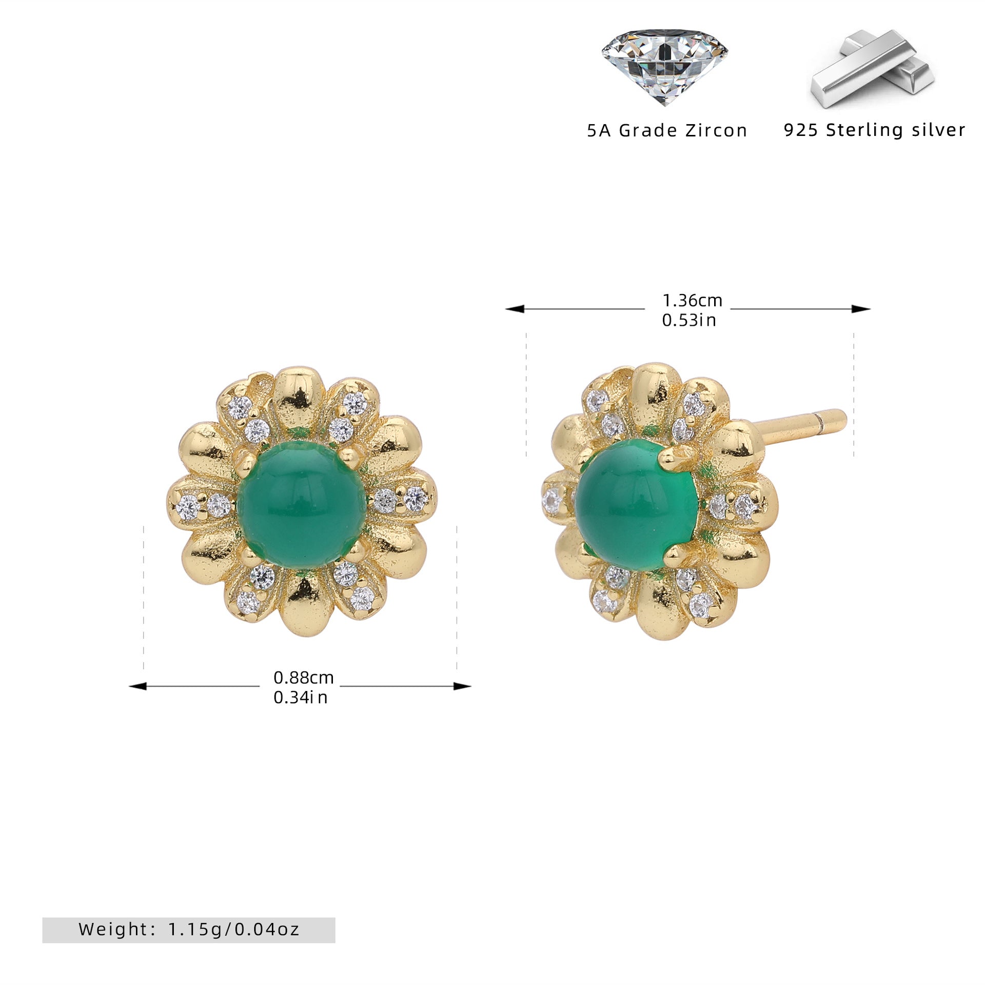Damen Ohrstecker mit verspieltem Blumenmotiv aus 925 Sterling Silber Shop Nory