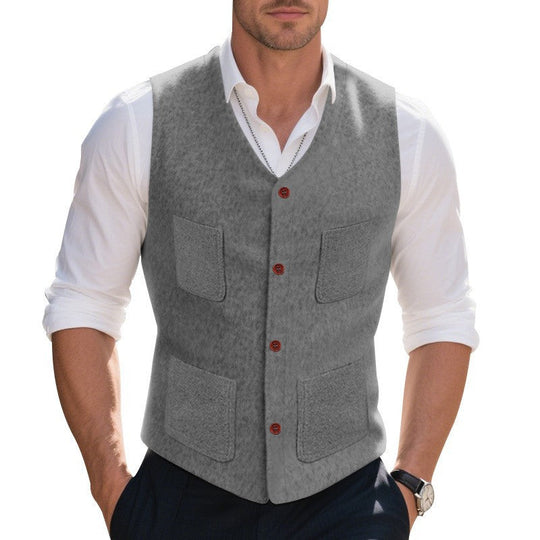 Herren Weste mit funktionalen Taschen und eleganten Knopfdetails