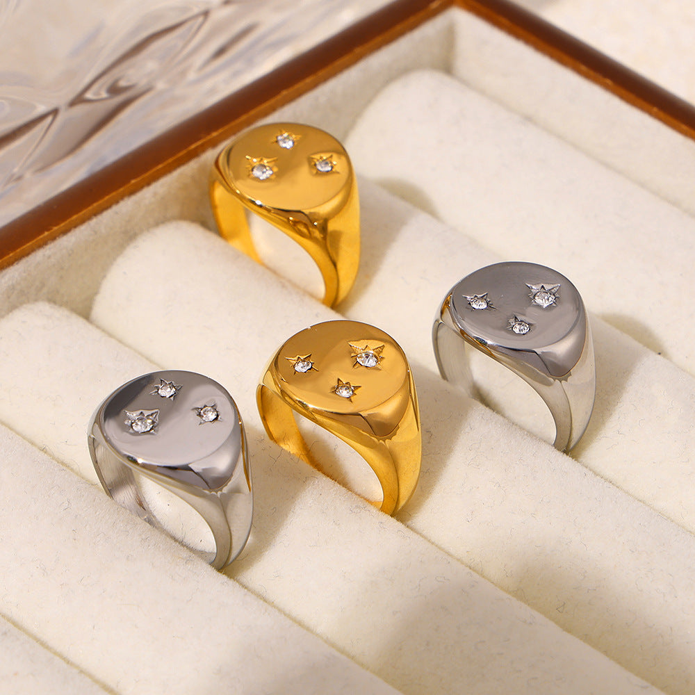 Damenring mit funkelnden tschechischen Diamanten aus Edelstahl Shop Nory