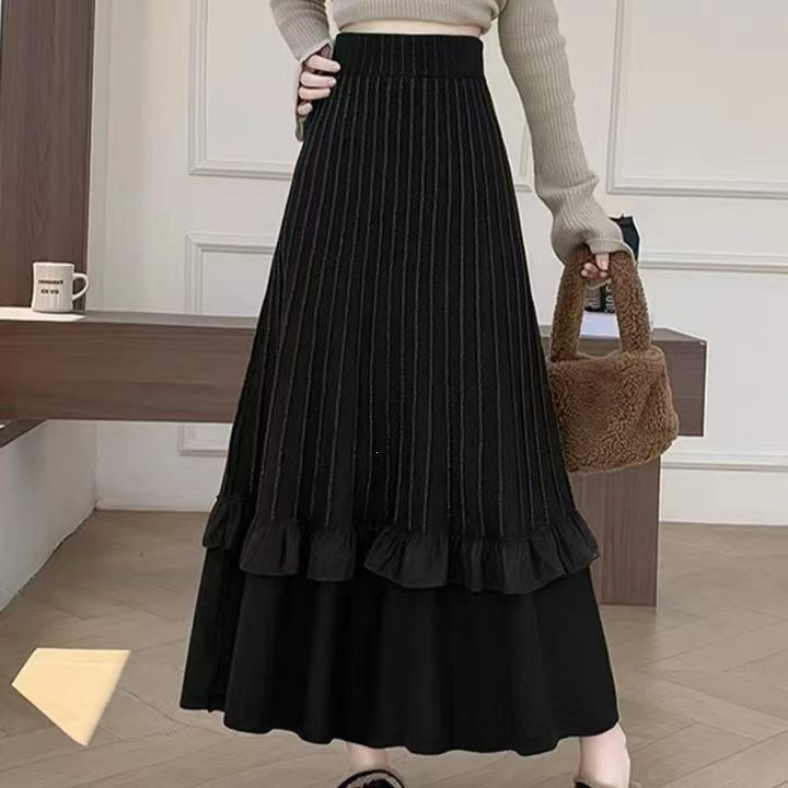 Damen Eleganter Maxi-Rock mit Volant und strukturiertem Design Shop Nory