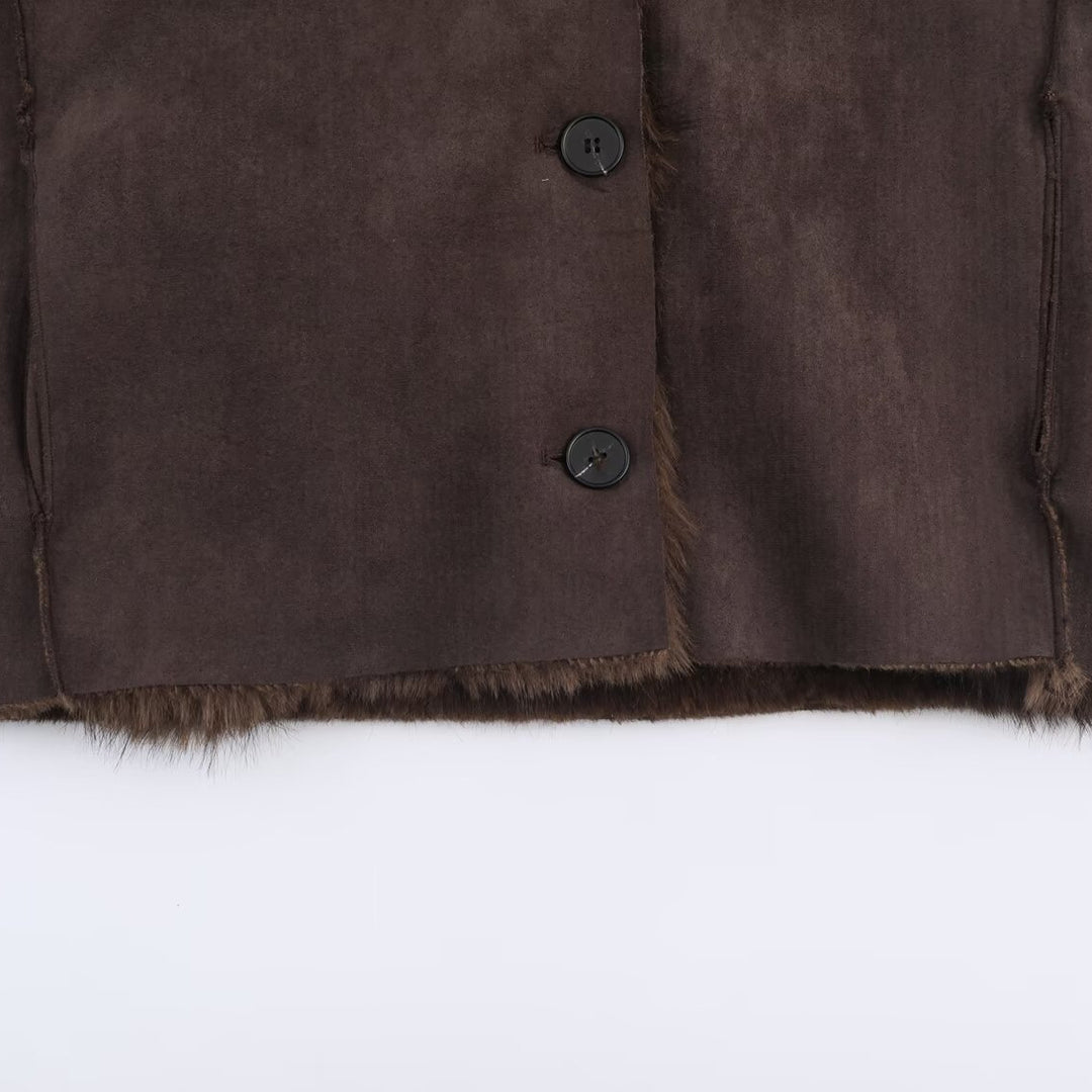 Damen Wendbare Kurzjacke mit Faux‑Fur‑Besatz und Wildlederoptik Shop Nory