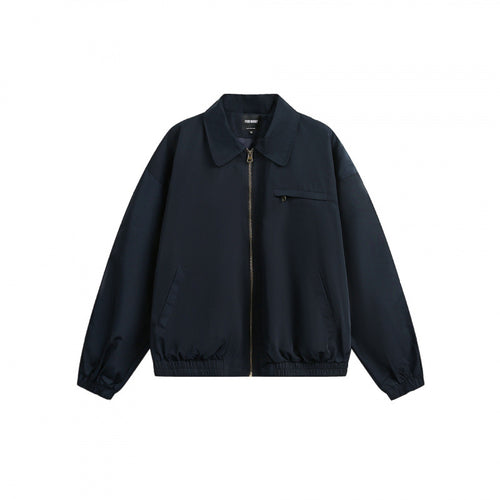 Unisex Boxy-Overshirt-Jacke mit durchgehendem Reißverschluss, elastischem Saum und Brust-Reißverschlusstasche Shop Nory