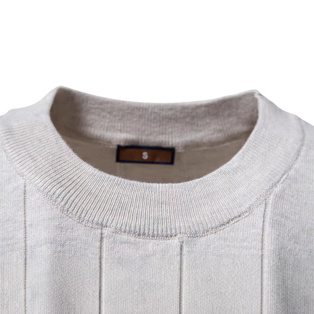 Herren nan leichter Kurzarm-Strickpullover mit feiner Rippenstruktur und Rundhalsausschnitt