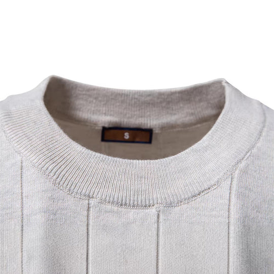 Herren nan leichter Kurzarm-Strickpullover mit feiner Rippenstruktur und Rundhalsausschnitt