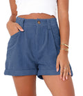 Damen lässige High-Waist Shorts mit breitem Bund und praktischen Taschen
