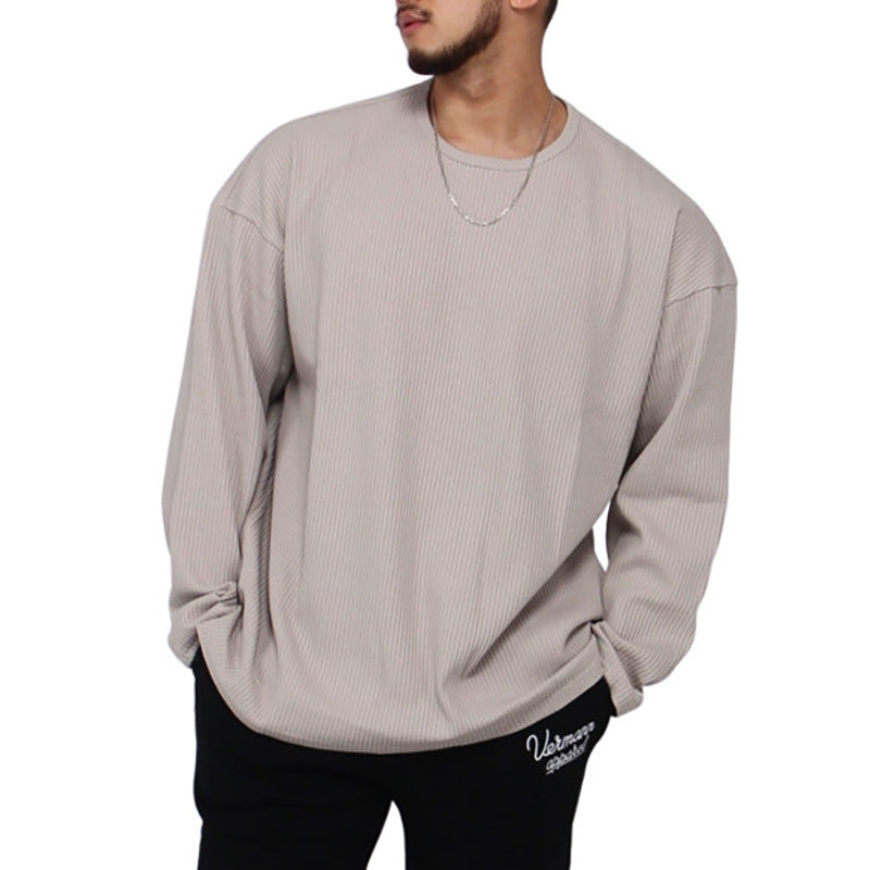 Herren Langarmshirt mit strukturiertem Rippenmuster und modernem Schnitt