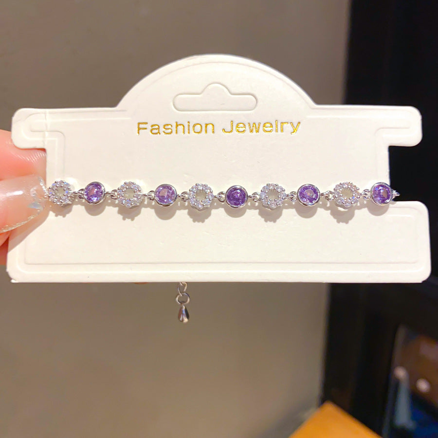 Zarte Kreissteinarmband mit Funkelnden Zirkonia