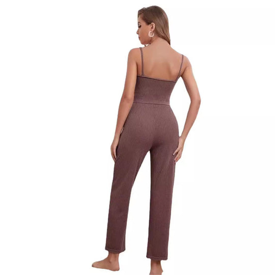 Damen Freizeit-Set mit gestricktem Oberteil und weiten Hosen Shopnory