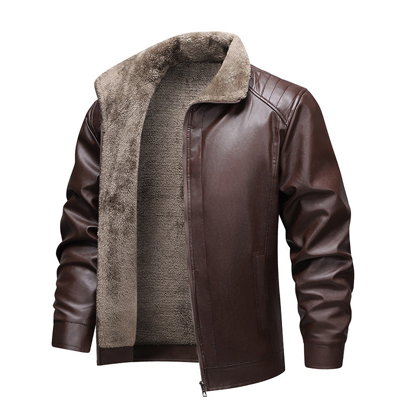 Herren Kunstleder-Fliegerjacke mit Teddyfutter und gesteppter Schulterpartie Shop Nory