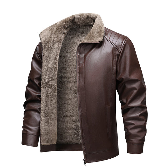 Herren Kunstleder-Fliegerjacke mit Teddyfutter und gesteppter Schulterpartie Shop Nory