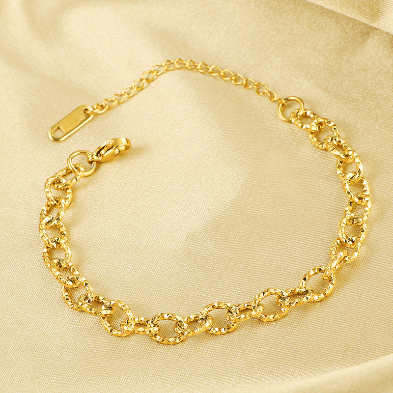 Frauen Strukturierte Gold Link Armband Shop Nory