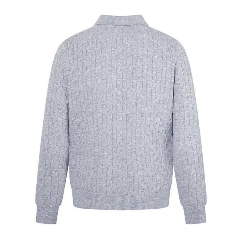 Herren Strick-Polo mit Zopfstrickmuster, Hemdkragen und Knopfleiste Shop Nory