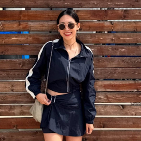 Damen Leichte Kapuzenjacke Cropped mit elastischem Saum Shop Nory