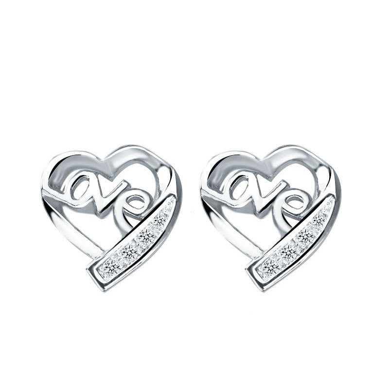 Damen Ohrringe mit herzförmigem Design und funkensprühendem Zirkonia-Besatz Shop Nory