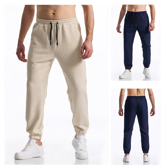 Herren Texturierte Freizeit-Jogginghose mit Elastikbund, Kordelzug und gerippten Bündchen Shop Nory